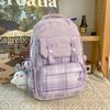 Schoolbag New College Style Women's Plaid Contrast Color Large Capacity Backpack Junior High School Students Elementary School Students Two-piece