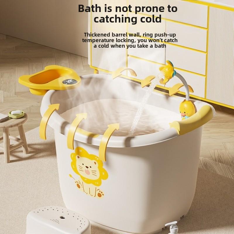 0-15 Year New Durable Newborn Baby Can Sit Bath Tub with Digital Temperature Sensing Bathtub Toddler Infant Bathroom Basin Bath