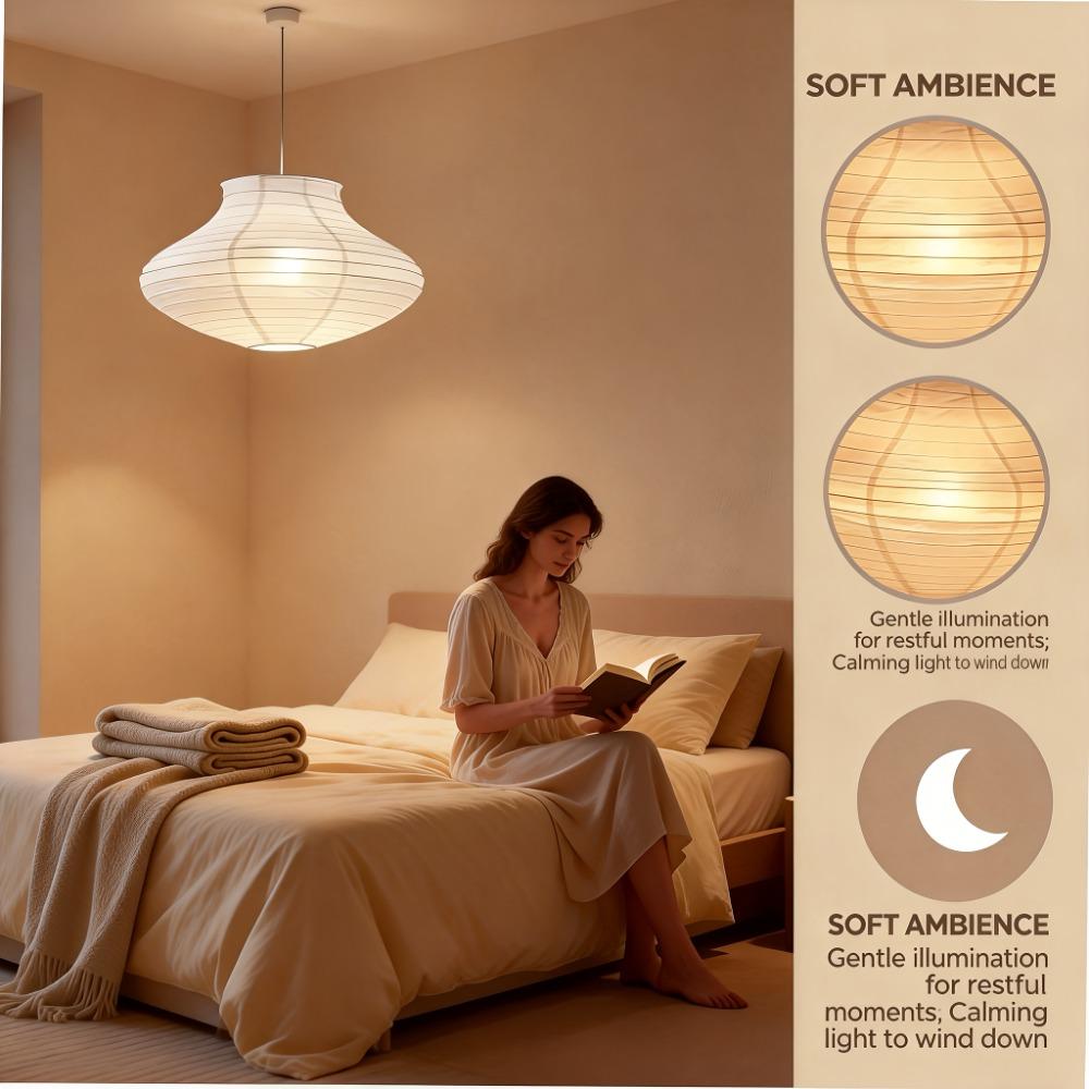 Hanging Paper Lampshade Modern Pendant Light Lamp Cover Ceiling Light Cover Restaurant Farmhouse