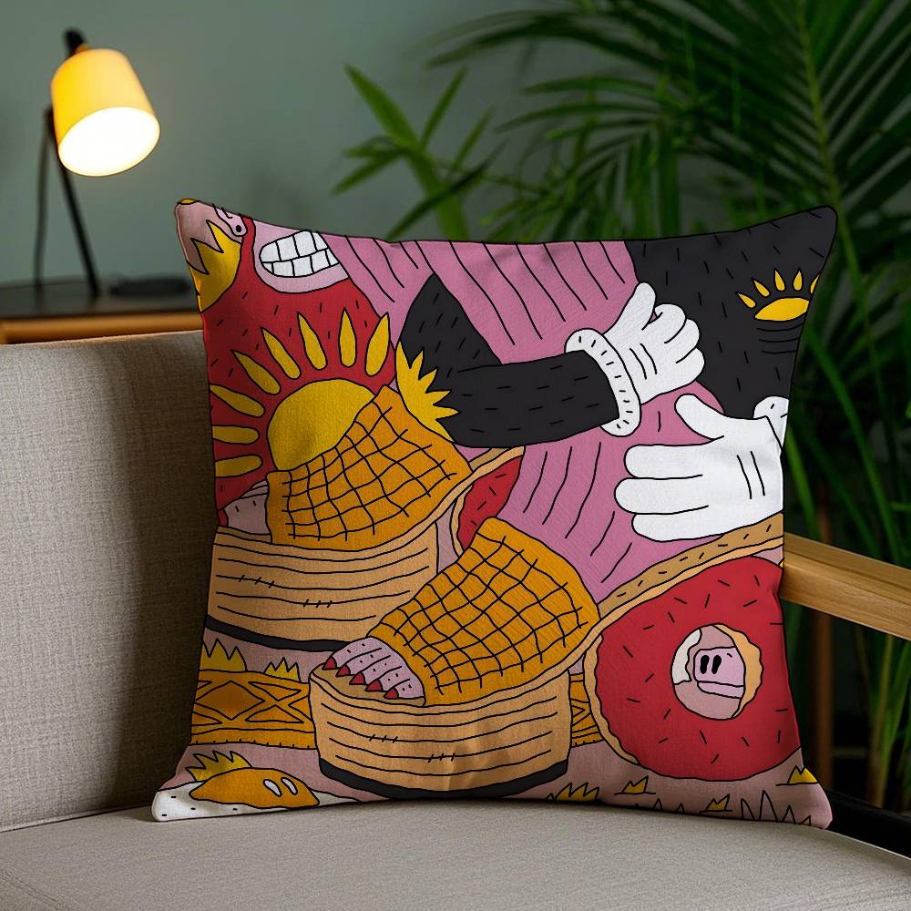 Fantasy Creative Shoes illustration Pillow Case Anti-dustmite Pillowcase Invisible zipper silky short plush Sofa cushion cover