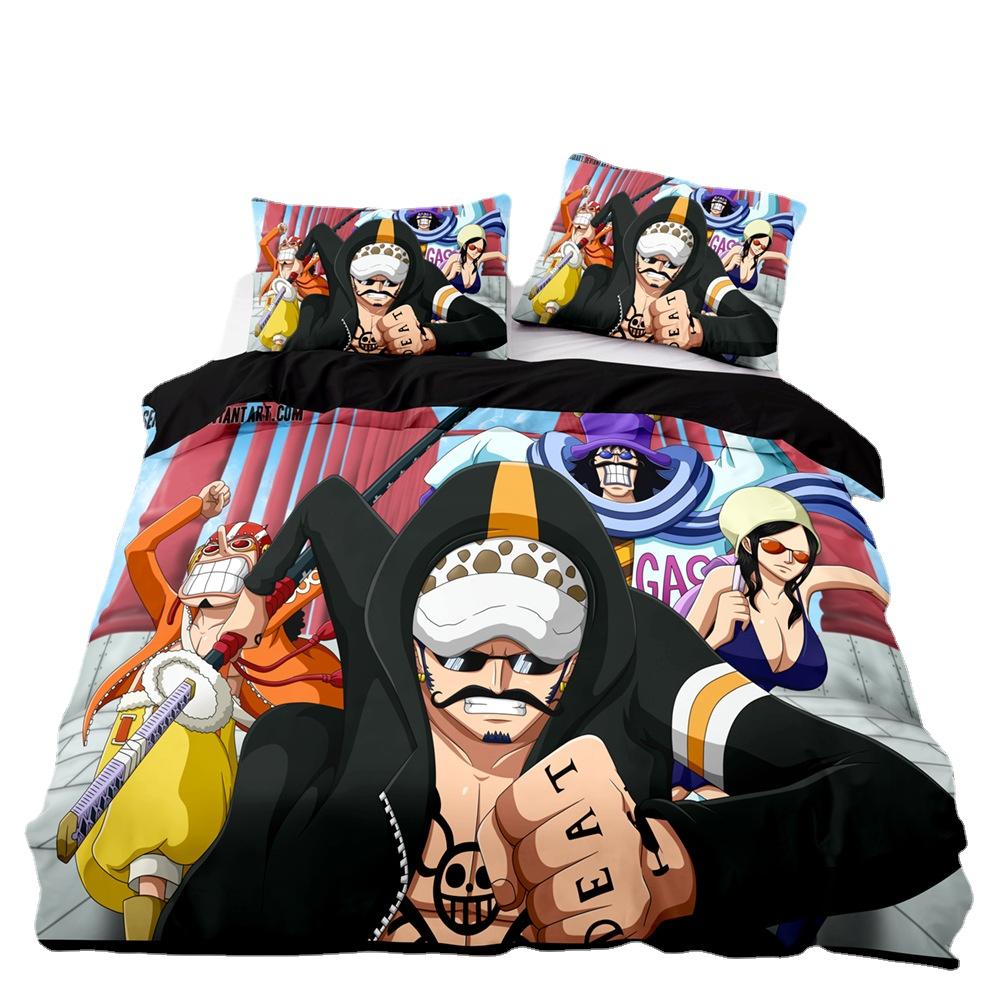 

Комплект постельного белья Anime One Piece Luffy, пододеяльник с 3D-печатью, наволочка, костюм для детей, подарок 155x220cm-3pcs