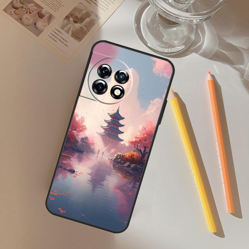 Japanese Art Temple Sakura Funda For OnePlus 12 12R 13 R 11 9 10 Pro 8T 9RT 10T OnePlus Nord 4 CE 2 3 Lite N20 N30 Case