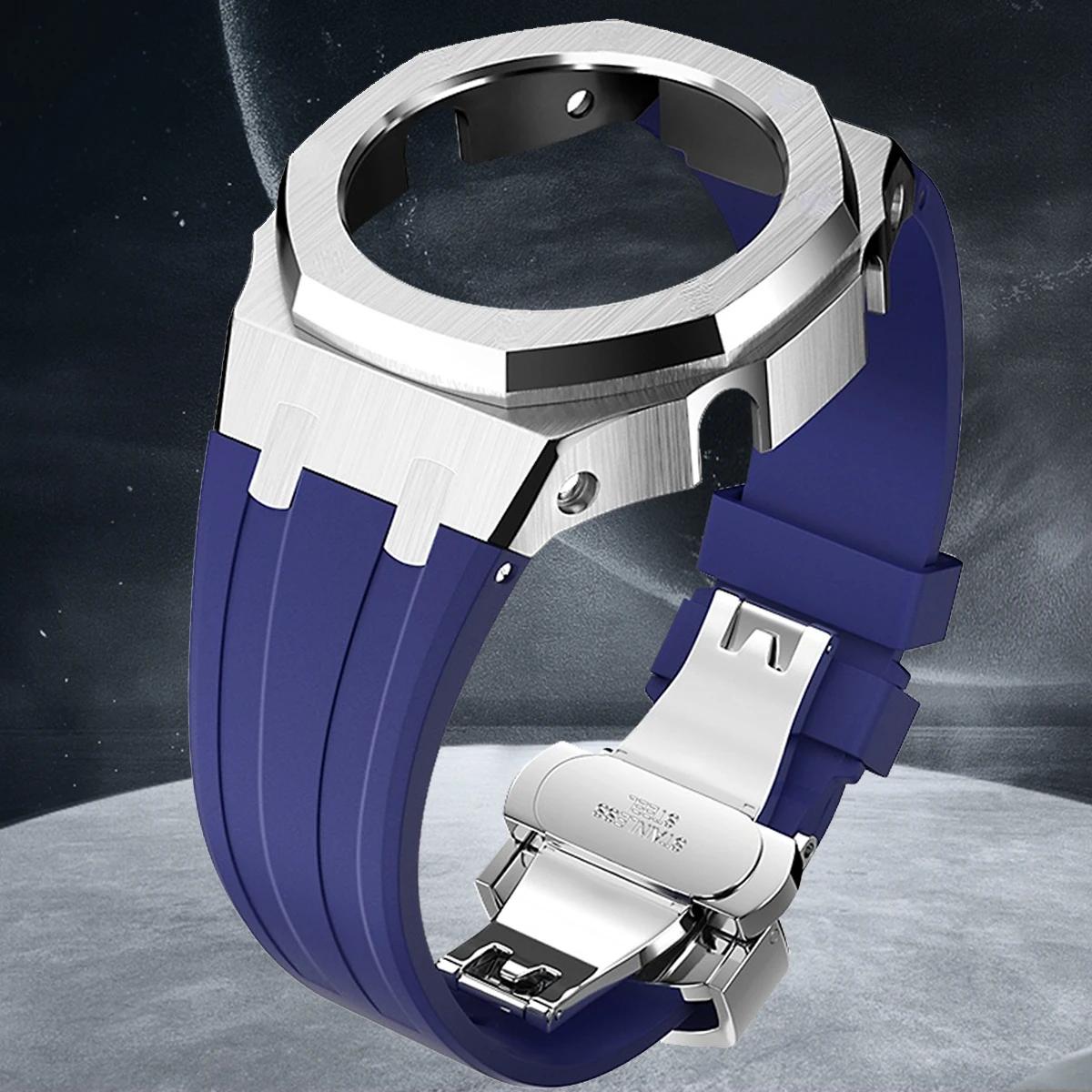 

Комплект мода Gen4 для GA2100 Металлический безель Casioak Модификация Поколение GEN4 Резиновый корпус часов Ремешок из нержавеющей стали GA 2100/2110 GAB2100