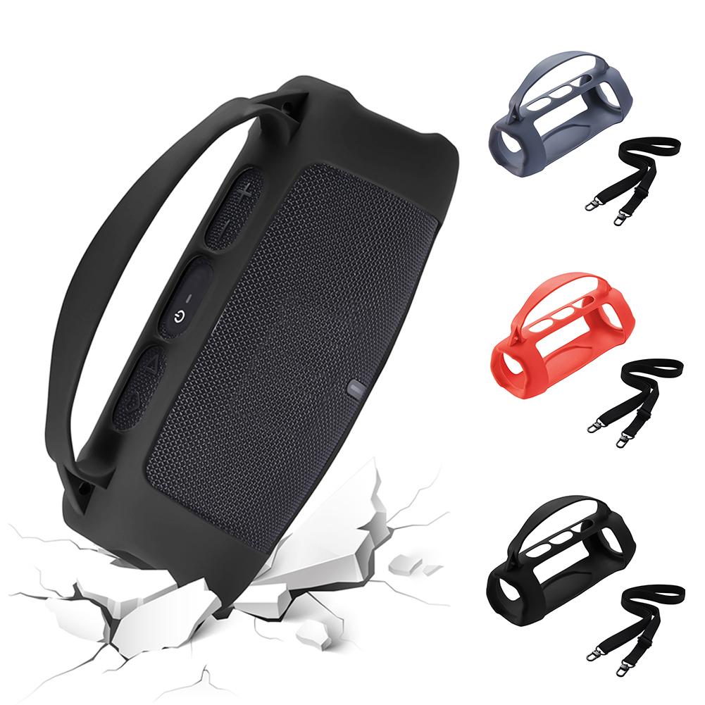 Silicone Cover for JBL Charge 5 Wi-Fi Speaker Waterproof Case Travel Carrying Protective Gel Soft Skin with Shoulder Strap