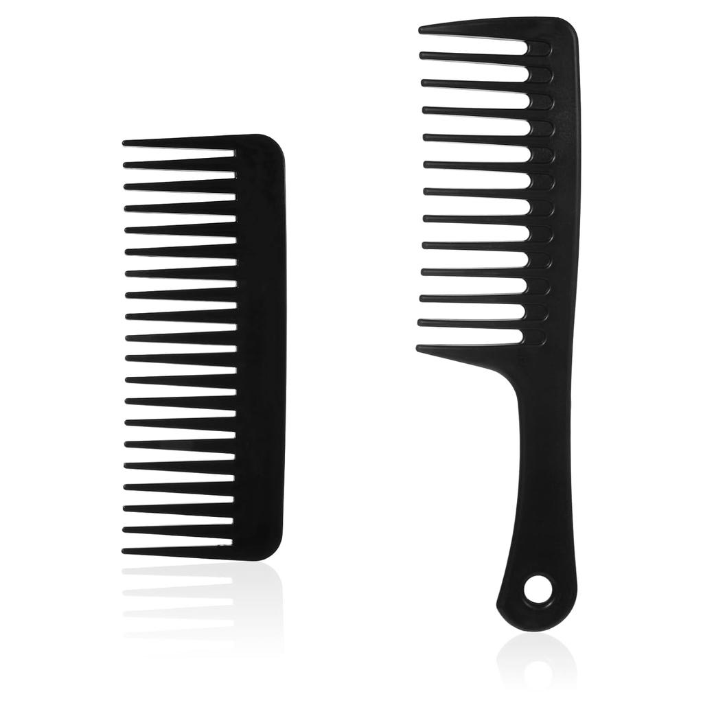 2 Pcs Wide Tooth Hair Detangling Comb, Large Wide Tooth Comb for Curly Hair, Styling Combs for Wet Dry Hairs, Black Care Hairs Combs for Women