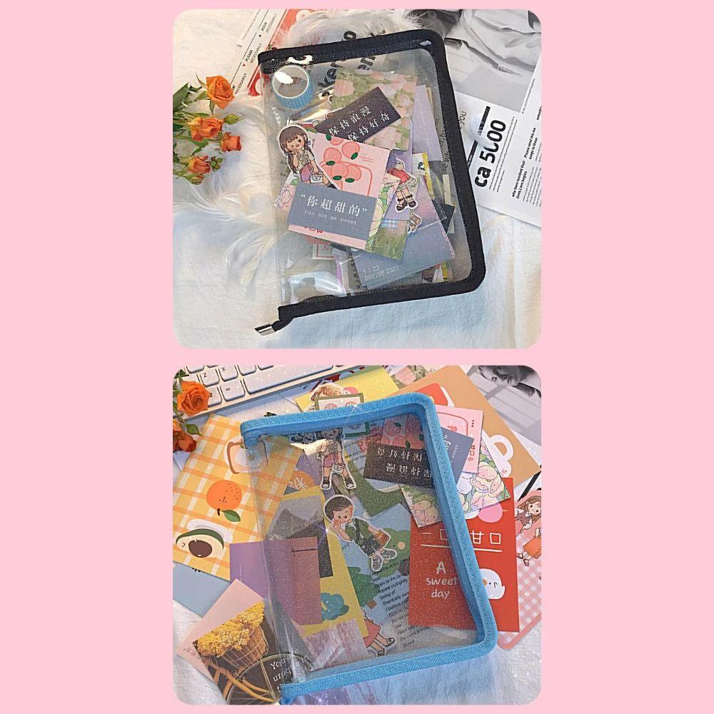 PVC Zip Pocket Bag A5 School Stationery Ins Folder Organizer