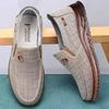 New breathable cloth men's casual shoes, one-pedal flat shoes, light walking, driving work shoes