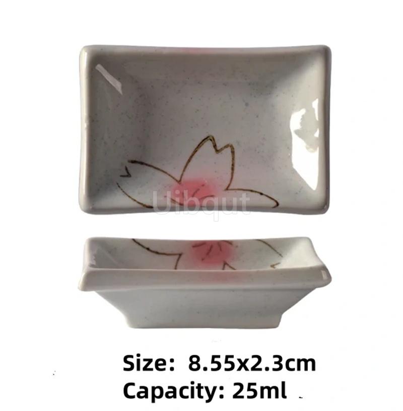 ceramic small square sauce dish Japanese style sushi dish flavoring sushi mustard plate soy sauce cherry blossom Pepper tray