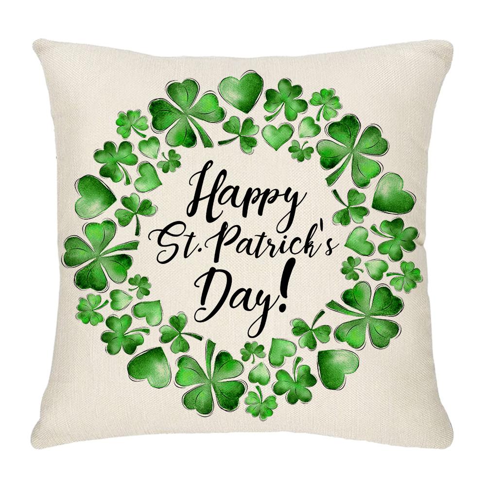 Four-leaf Clover Pillow New Sofa Cushion Cover National Day Green Pillow St. Patrick's Day Pillow Cover