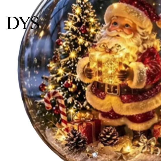 Transparent Hanging Ball Lights Lighted Christmas Ornament with Warm LED Lights, Retro Metal Cap Decorative Night for Bedroom Holiday Tree Home Decor