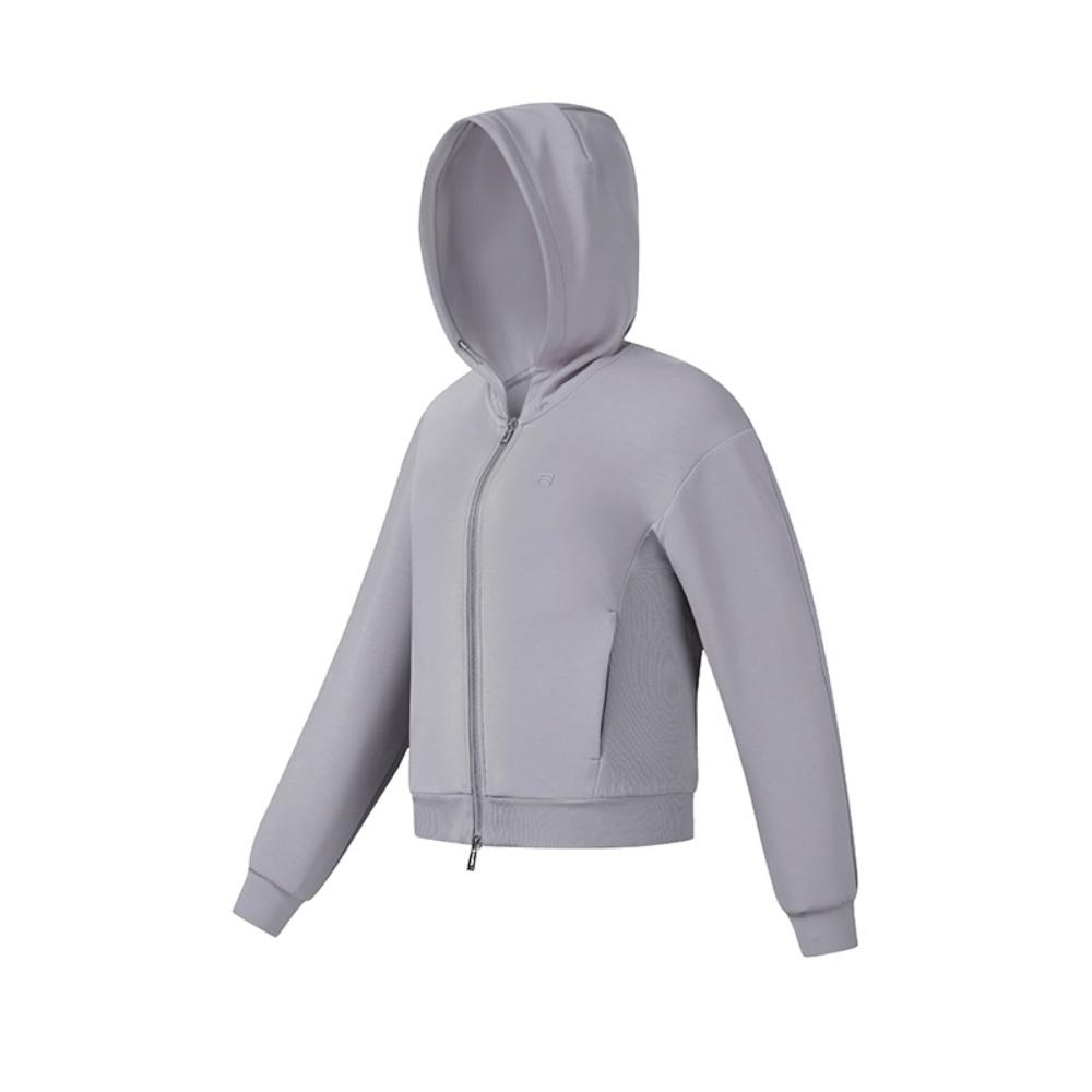 FILA Fitness Classic Simple Sports Training Casual Comfortable Versatile Hooded Knit Loose Zipper Sweatshirt Jacket Women tops A11W621508FGY S