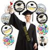 10-Pack of Happy Graduation Balloons, 18inch Happy Graduation Round Balloons, Round Foil Balloons, 5 Styles with 2 of Each, Suitable for Graduation 