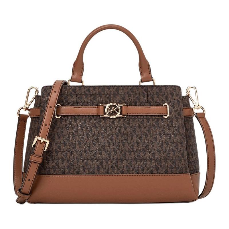 MICHAEL KORS Reed REED Logo Gold Hardware Shoulder Crossbody Coated Canvas Handbag Small Women s Brown золотой