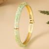 Floral Design Enamel Cloisonne Bangle Vintage Golden Trim Non-Tarnish Jewelry for Girls Daily Wear Valentine's Day Gift