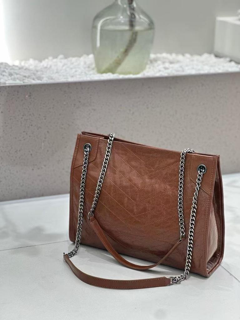 Luxury Quilted Genuine Leather Women's Tote - Large Capacity Fashion Chain Hobo Bag