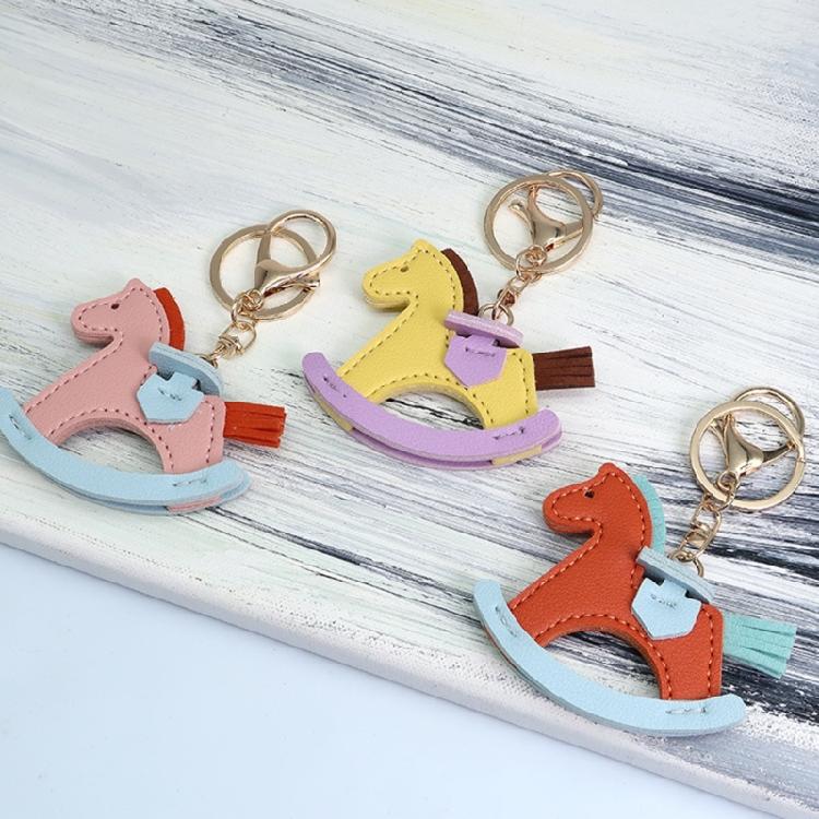 Fashion Key Rings Key Decorations Horse Shape Key Accessory Bag Ornament PU Leather Texture Keychain Perfect for Gifting