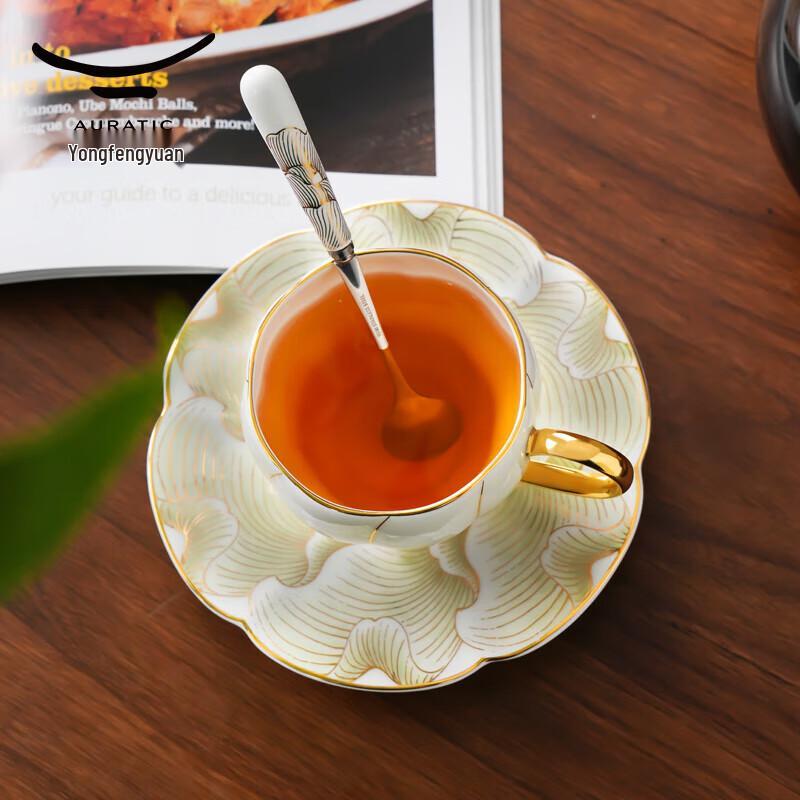 Auratic Magnolia Bloom Ceramic Coffee Cup & Saucer Set