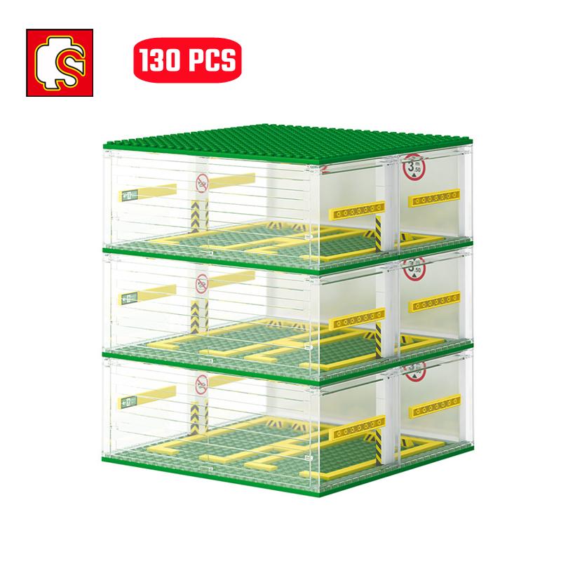 Non-Toxic Sembo Block City Sports Cars Garage Building Blocks Moc Supercar Racing Parking Lot Diy Vehicle Storage Box Bricks Kids Toys