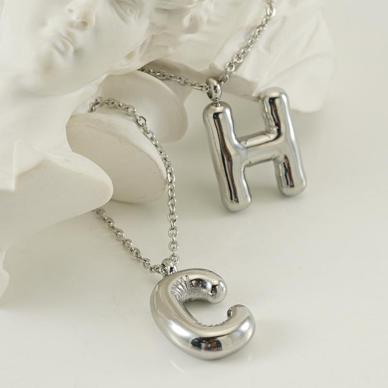 Fashionable Plump Stainless Steel Alphabet Necklace For Women