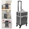 Travel Beauty Luggage Portable Large Capacity Makeup Train Case, with 2 Keys and 4 Universal Wheels Black/Pink