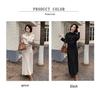 Korean Style Women's Knit Top & High Waist Skirt Set with Buttoned Waist-cinching and Loose High Neck Design