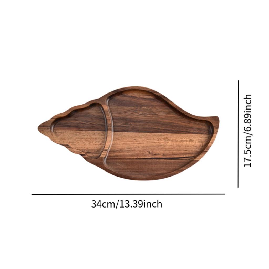 Wood Serving Tray Snails Shape Food Dish Display Plate for Appetizers And Sushi