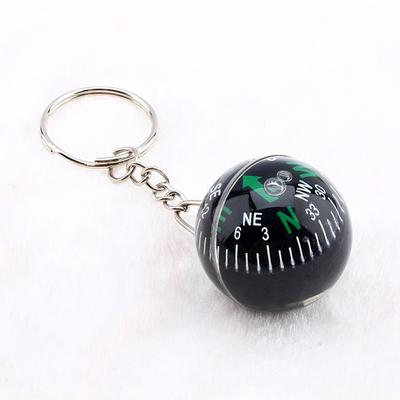 6 Pcs Durable 28mm Ball Keychain Compass Compact Black Liquid Filled Compass Liquid Filled Ball Keychain Hiking Gear