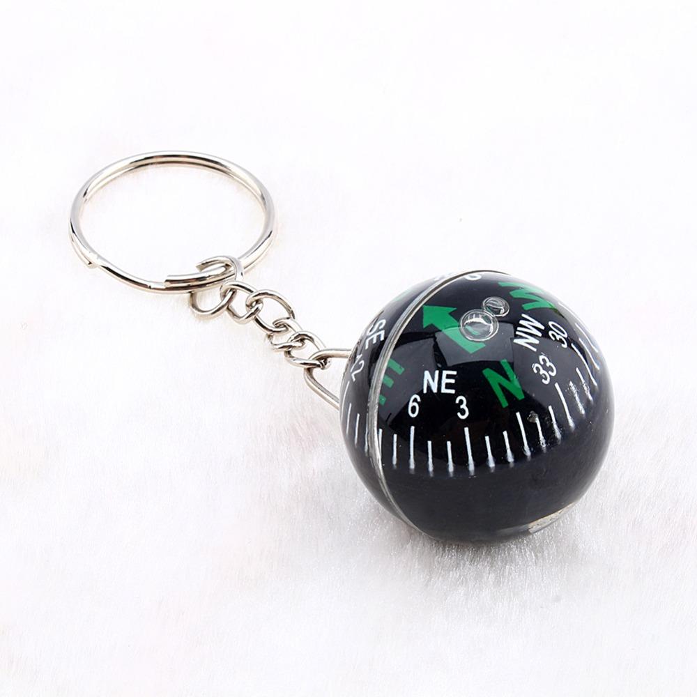 6 Pcs Durable 28mm Ball Keychain Compass Compact Black Liquid Filled Compass Liquid Filled Ball Keychain Hiking Gear