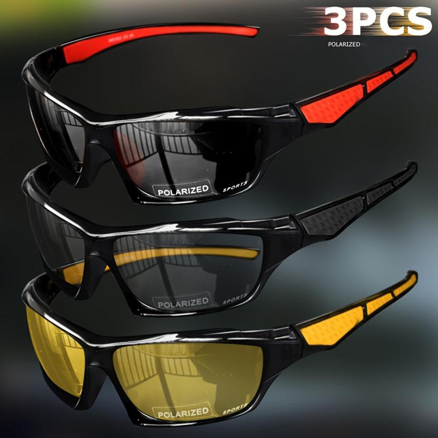 3PCS Fashion Sports Sunglasses Polarized UV Protection Glasses Men's and Women's Eyewear for Outdoor Fishing Cycling