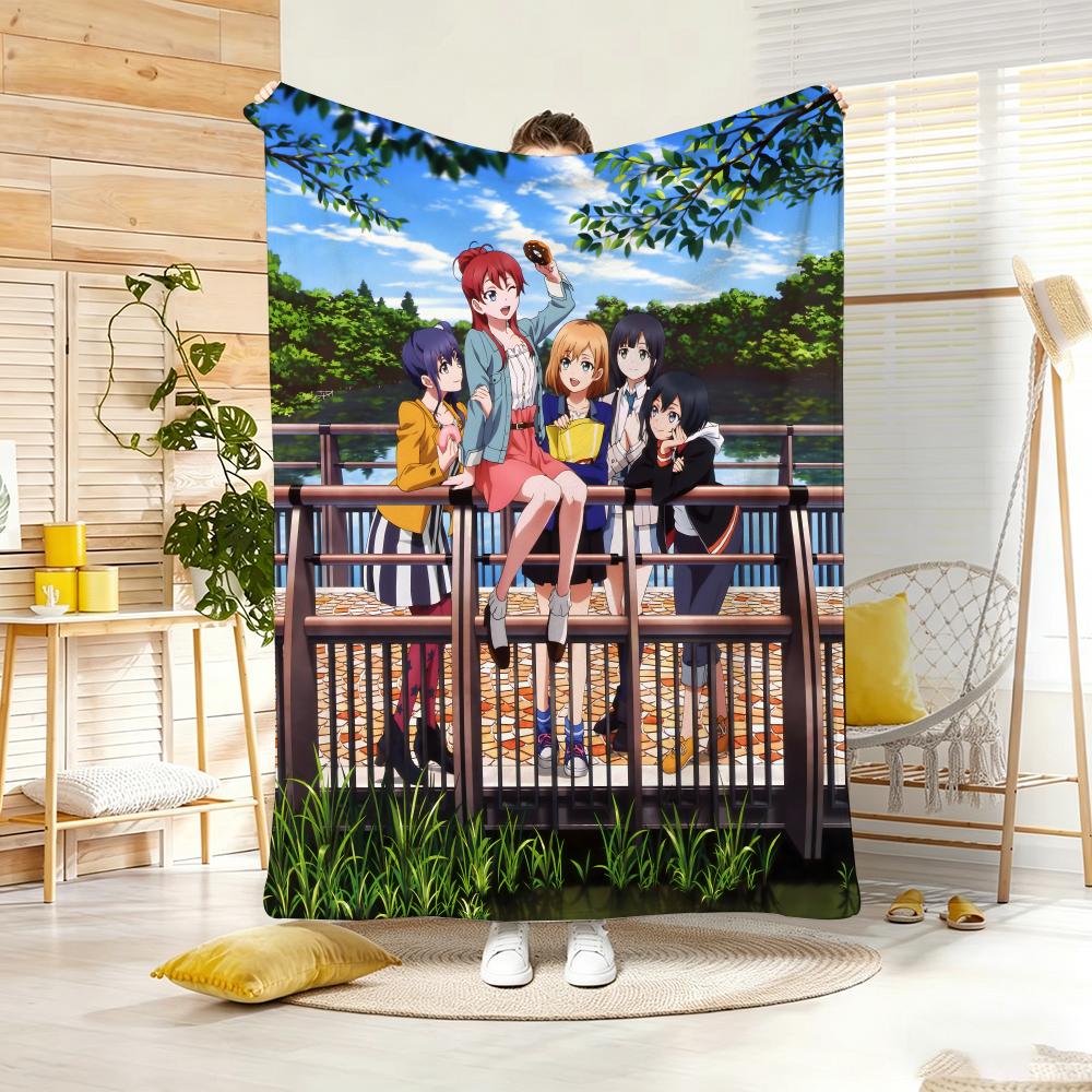 Anime S-SHIROBAKOS Throw Soft Warm Throw Blanket for Bedroom Living Room Bed Travel Camping Picnic Gift