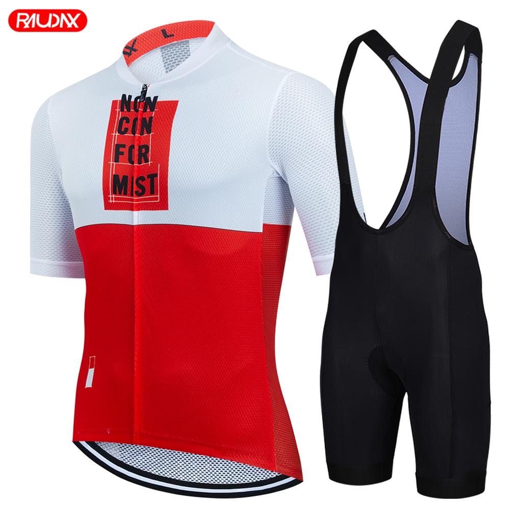 Raudax Road Bike Jersey Set Men Cycling Clothing Summer MTB Team Clothes Short Sleeve Uniform Triathlon Skinsuit Ropa De Hombre