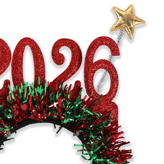 4ks Čelenka s ozdobou vločky, třpytivé číslo 2026, vlasová obruč, brýle, slavnostní vánoční párty doplněk
