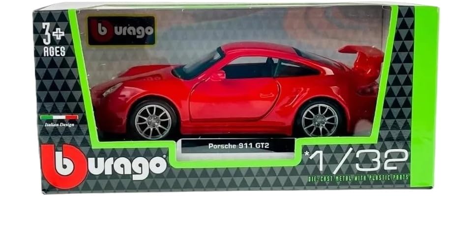 Burago Porsche 911 GT2 2009 Diecast Model Red Car, 1/32 Scale