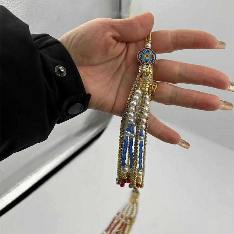 Handmade Wedding Groomsmen Hanfu Embroidery Zipper Tassel Cheongsam Pendant Diy Hairpin Bead Stringing Adult Alloy Glass