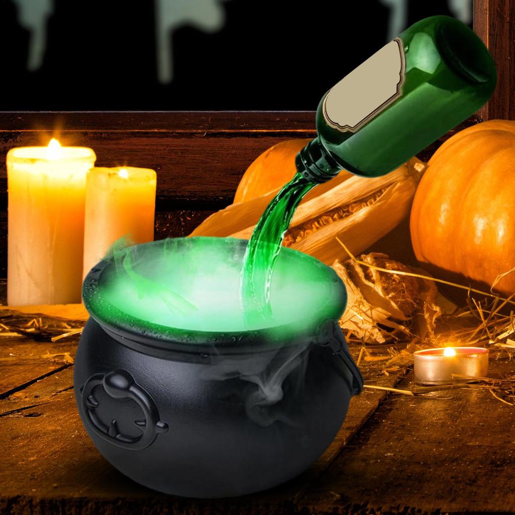 Witch Cauldron Cauldron Halloween Decor Bottle Spooky Black Pot with Floating Potion Bottles Holiday Supplies Haunted House