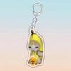 Cute Banana Cat Pendant Keychain Funny Acrylic Small Chain Cat Keychains Student Gift Bag Accessories