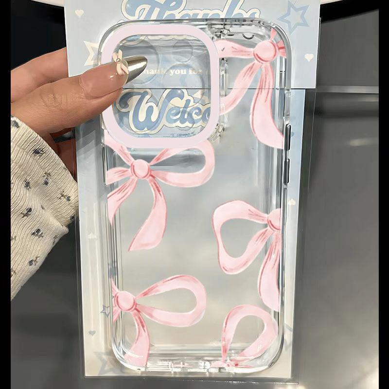 Pink Bow Knot Transparent Phone Case for Samsung A55 A35 A54 A56 A52 A15 Cases S25 Ultra S24 S23 S22 FE A53 A34 A16 A36 Cover