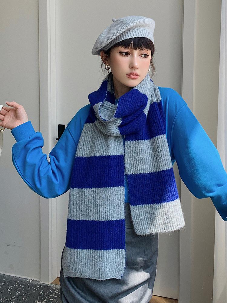 New  Knitted Women Scarf Winter Ladies Vintage Striped Scarves Pashmina Mujer Foulard Bufandas Wrap Shawls Unisex Men Pareo