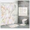 Luxury Golden White Marble Shower Curtain Modern With Non Slip Rug Mat Bathroom Waterproof Polyester Fashion Home Decor 180x180