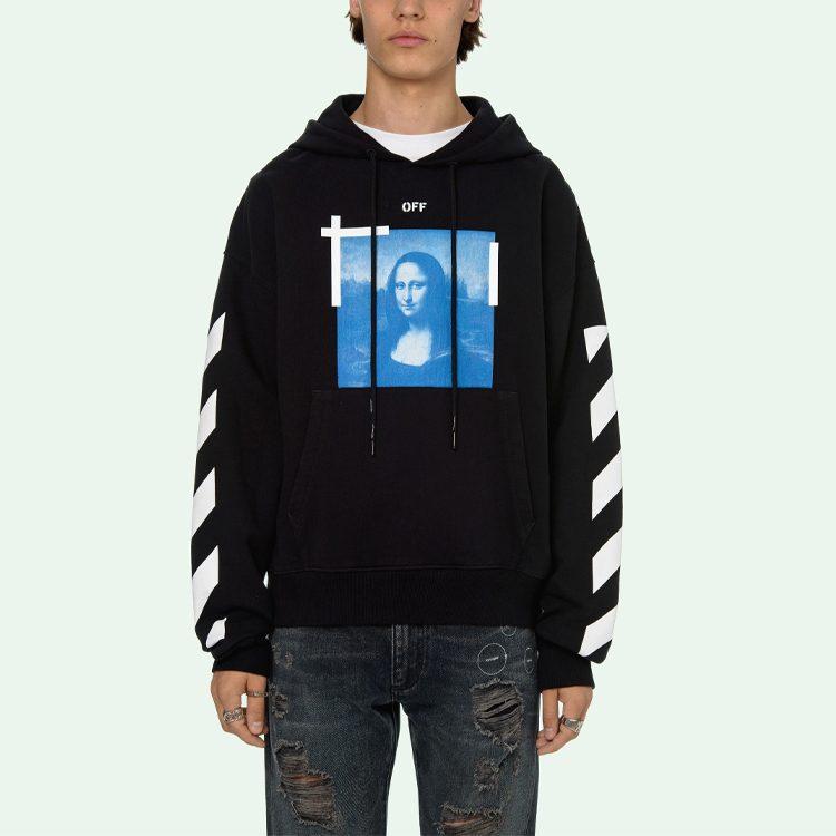 Sudadera con capucha de fotografía de la Mona Lisa OFF WHITE OMBB037R21FLE0011001