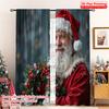 2pcs 2D Flat Printing Merry Christmas Window Drapes Santa Claus Holly Wreath Festive Christmas Fabric Without Electricity
