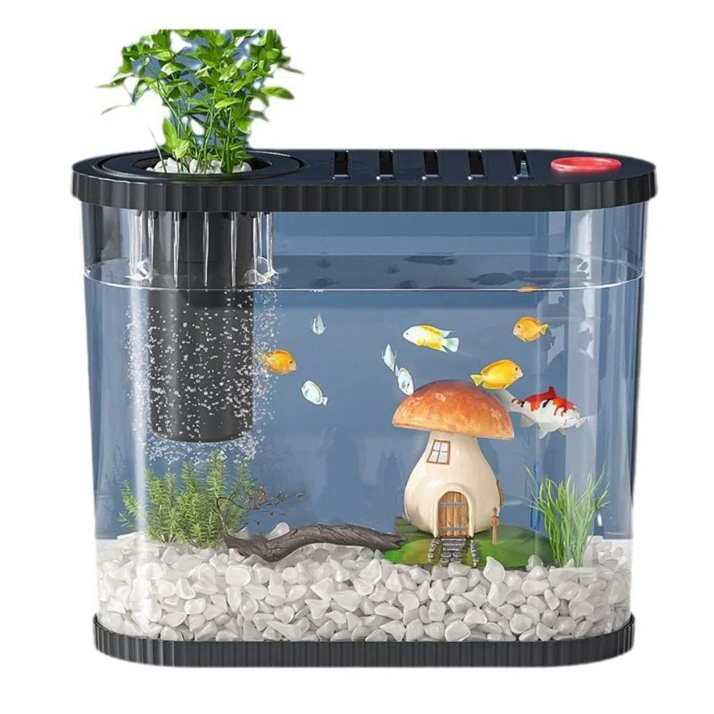 Space-Saving Plastic Fish Tank Transparent Clear Table Fish Bowl Tabletop Fish Bowl  Office Decor