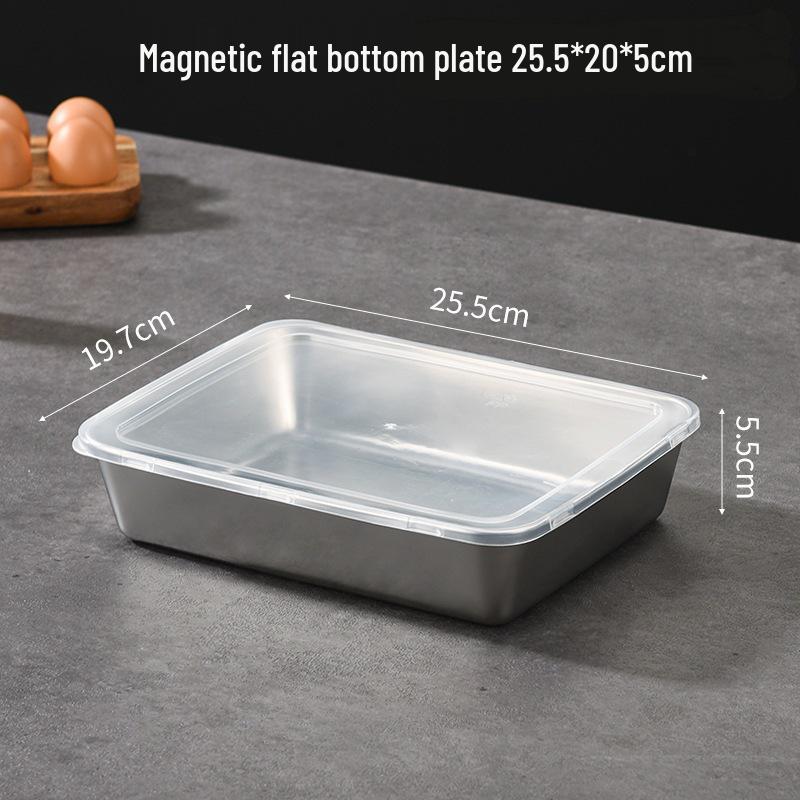 Pojemnik na żywność 304 ze stali nierdzewnej, szybkozamrażający, utrzymujący świeżość i smak, z pokrywką - Szczelny pojemnik do przechowywania żywności w lodówce i zamrażarce