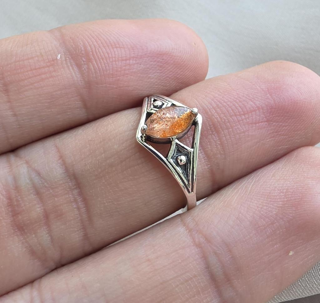 Natural Sunstone 925 Sterling Silver Ring, Gift For Her