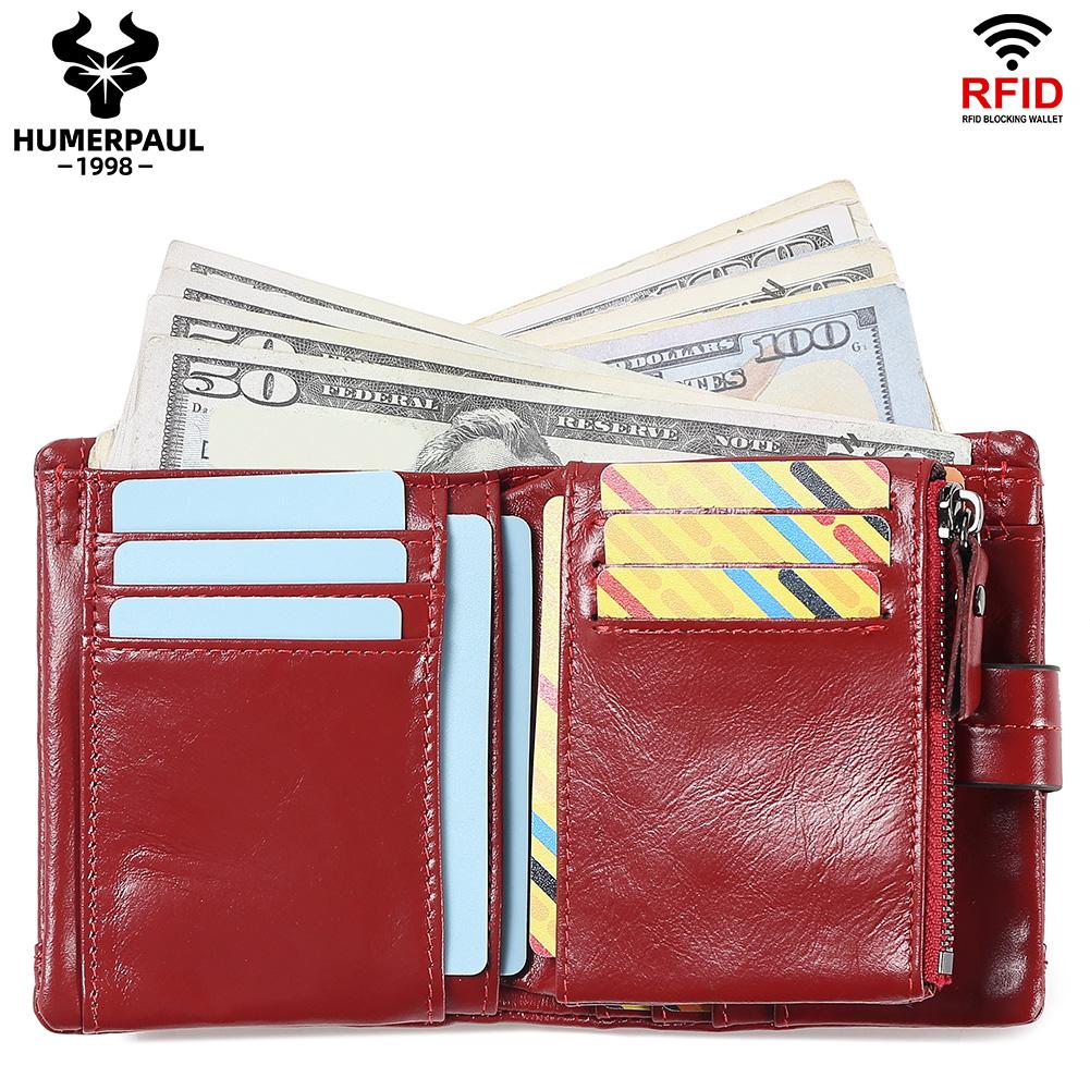 Humerpaul 100% Genuine Leather Men Wallet Coin Purse Small Card Holder PORTFOLIO Portomonee Male Walet Pocket Coffee Money