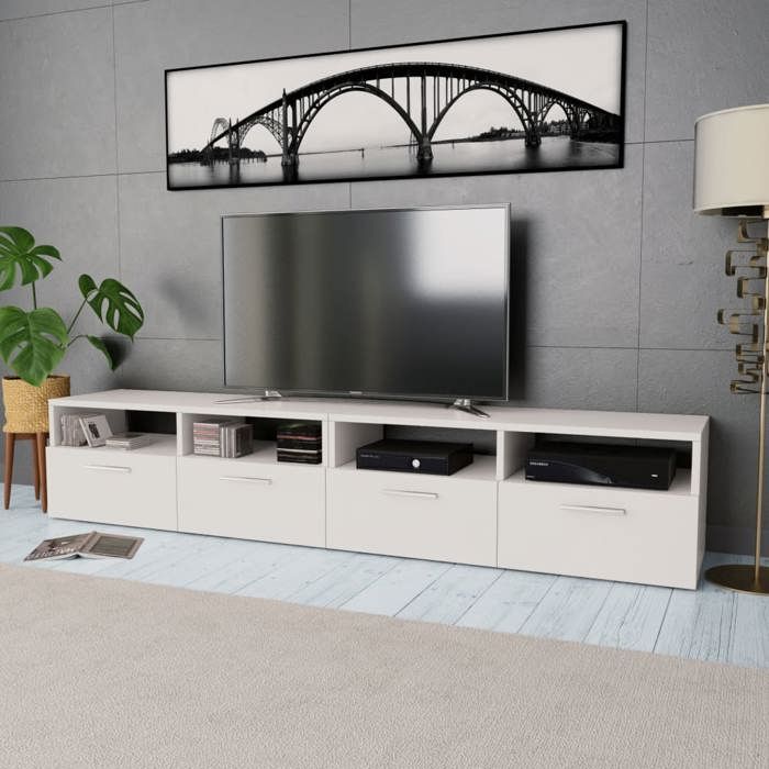VidaXL Meuble TV 2 pcs Aggloméré 95 x 35 x 36 cm Blanc