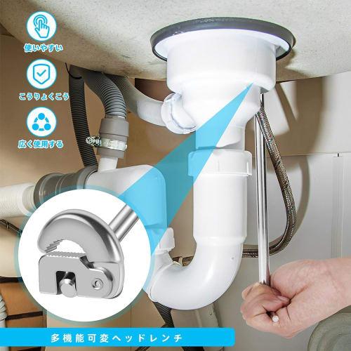 SensaBliss Convenient Sink Wrench, Multi-Function Plumbing Tool, 180-Degree Rotation, for Plumbing, Faucet Replacement, Pipe Wrench for Undermount Sin