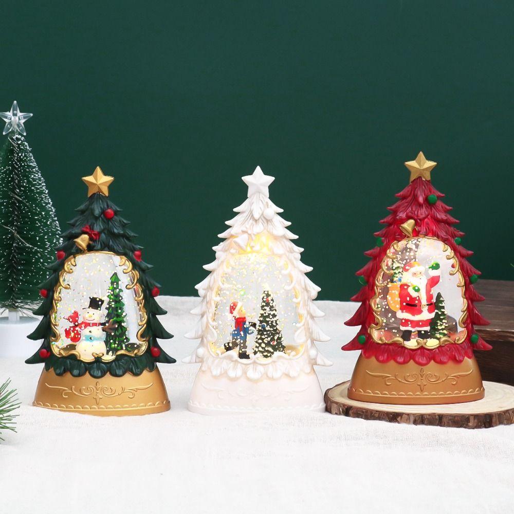 Battery Powered Christmas Wind Lantern Sculpture Water-Filled Santa Claus Desktop Figurine  Home