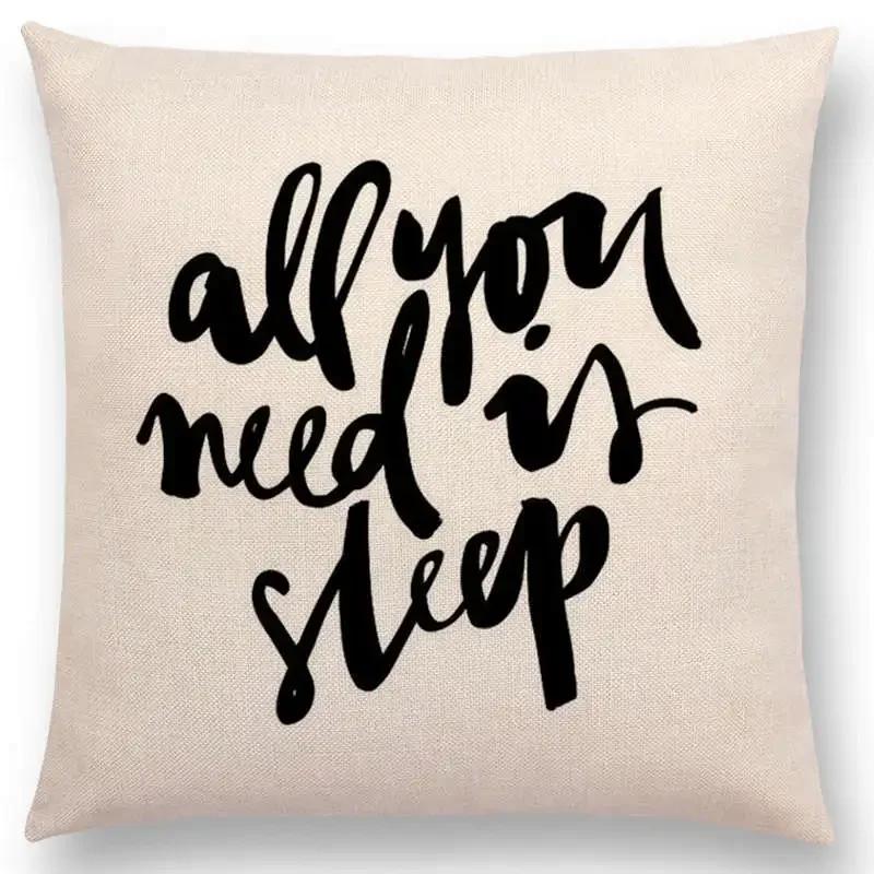 Newest Black Letter Brave Confidence Hope Forceful Warm Words Cushion Cover Christmas Gifts Sofa Throw Pillow