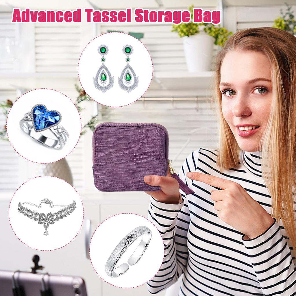 Avancerad förvaringspåse för tofsar, Ringhalsband, Örhänge Armband, Smyckespåse med dragkedja